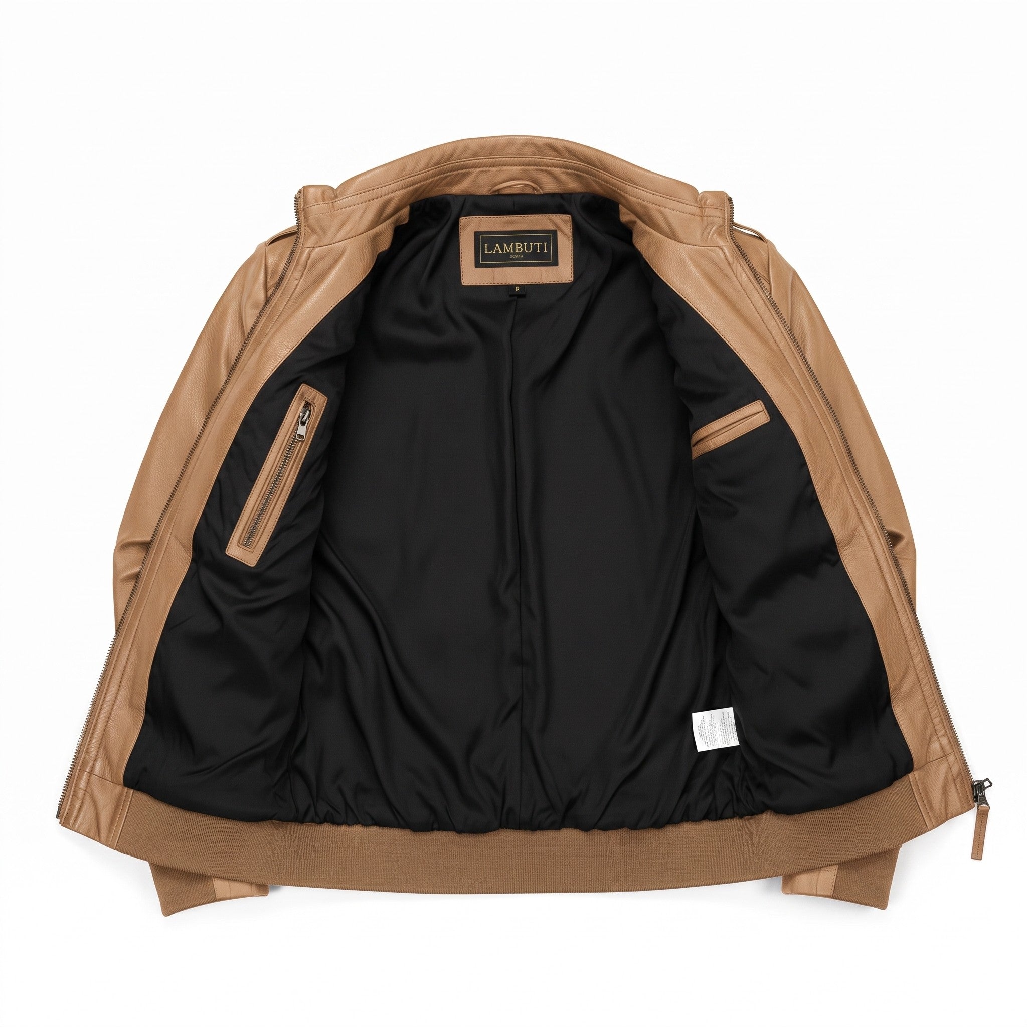 Men's Tan Leather Bomber Jacket — Dearden