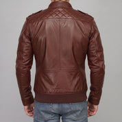 Men's Brown Leather Bomber Jacket — Dearden