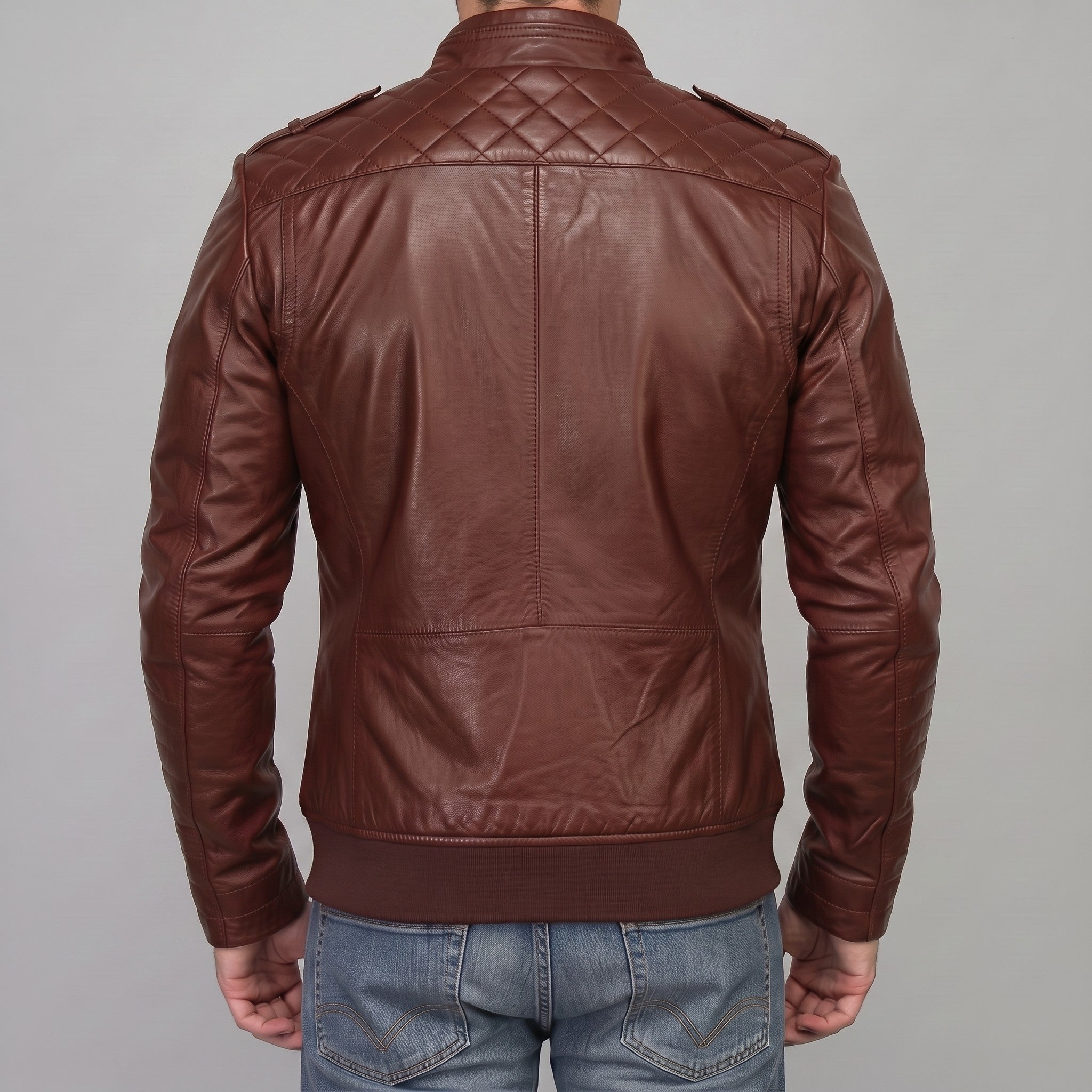 Men's Brown Leather Bomber Jacket — Dearden