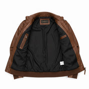 Men's Brown Leather Bomber Jacket — Dearden