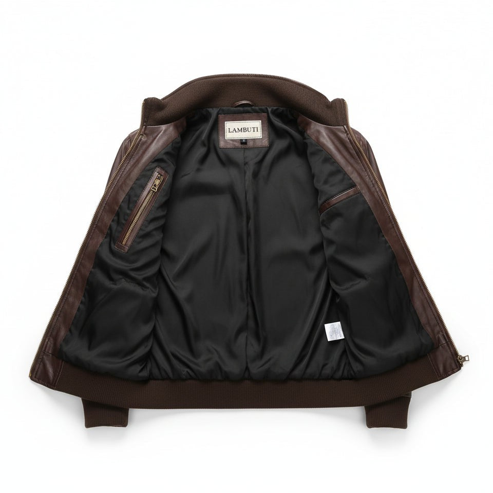 Men's Brown Leather Biker Jacket — Arkley