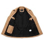 Men's Tan Double-Breasted Leather Pea Coat Jacket — Henley