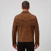 Men's Brown Suede Western Jacket with Fringes — Newbold