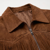 Men's Brown Suede Western Jacket with Fringes — Newbold