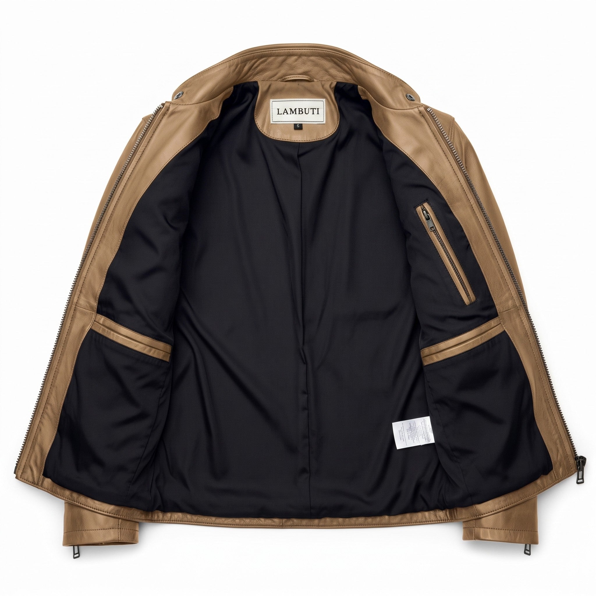 Men's Tan Leather Biker Jacket — Luton