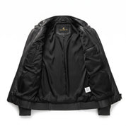 Men's Black Leather Biker Jacket — Austen