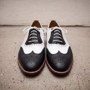 Men's Black and White Wingtip Leather Spectator Oxfords — Hawthorne