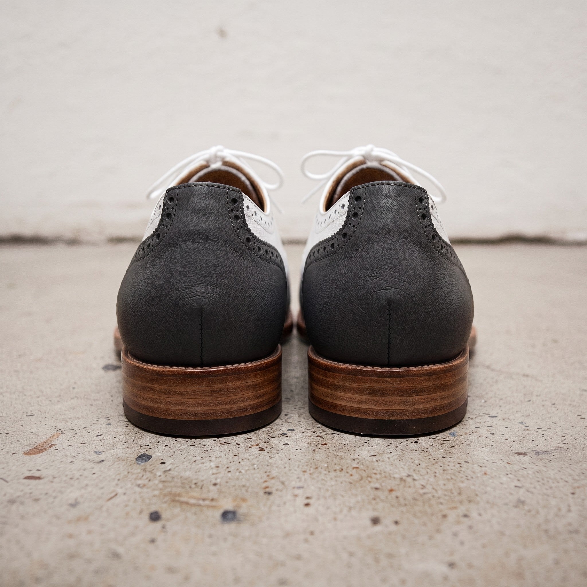 Men's Black and White Wingtip Leather Spectator Oxfords — Hawthorne