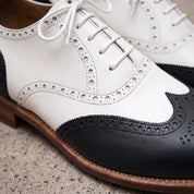 Men's Black and White Wingtip Leather Spectator Oxfords — Hawthorne