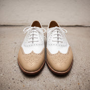 Men's Tan and White Wingtip Leather Spectator Oxfords — Hawthorne