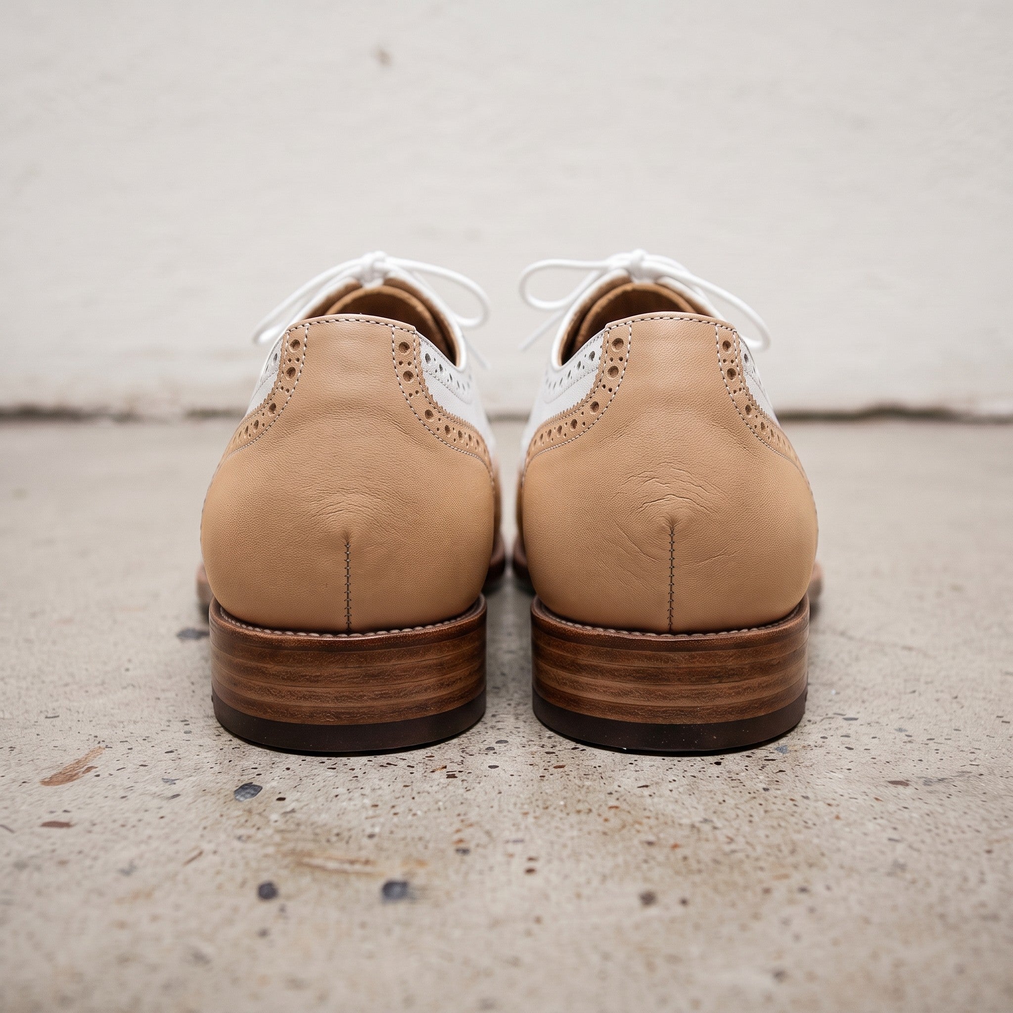 Men's Tan and White Wingtip Leather Spectator Oxfords — Hawthorne