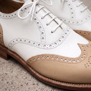 Men's Tan and White Wingtip Leather Spectator Oxfords — Hawthorne