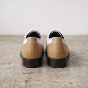 Men's Tan and White Two-Tone Wingtip Leather Oxfords — Gunnell