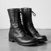 Men's Black Pebbled Leather Combat Boots — Gaston