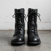 Men's Black Pebbled Leather Combat Boots — Gaston