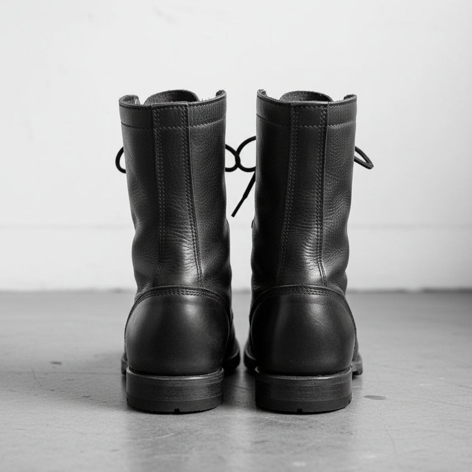 Men's Black Pebbled Leather Combat Boots — Gaston