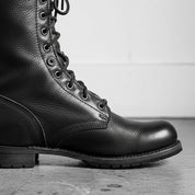 Men's Black Pebbled Leather Combat Boots — Gaston
