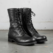 Men's Black Pebbled Leather Combat Boots — Gaston