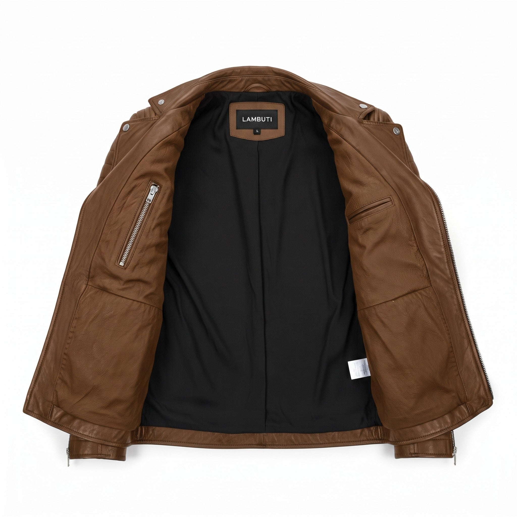 Men's Brown Leather Biker Jacket — Ampleforth