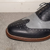 Men's Black and Grey Two-Tone Wingtip Leather Spectator Oxfords — Edgeley