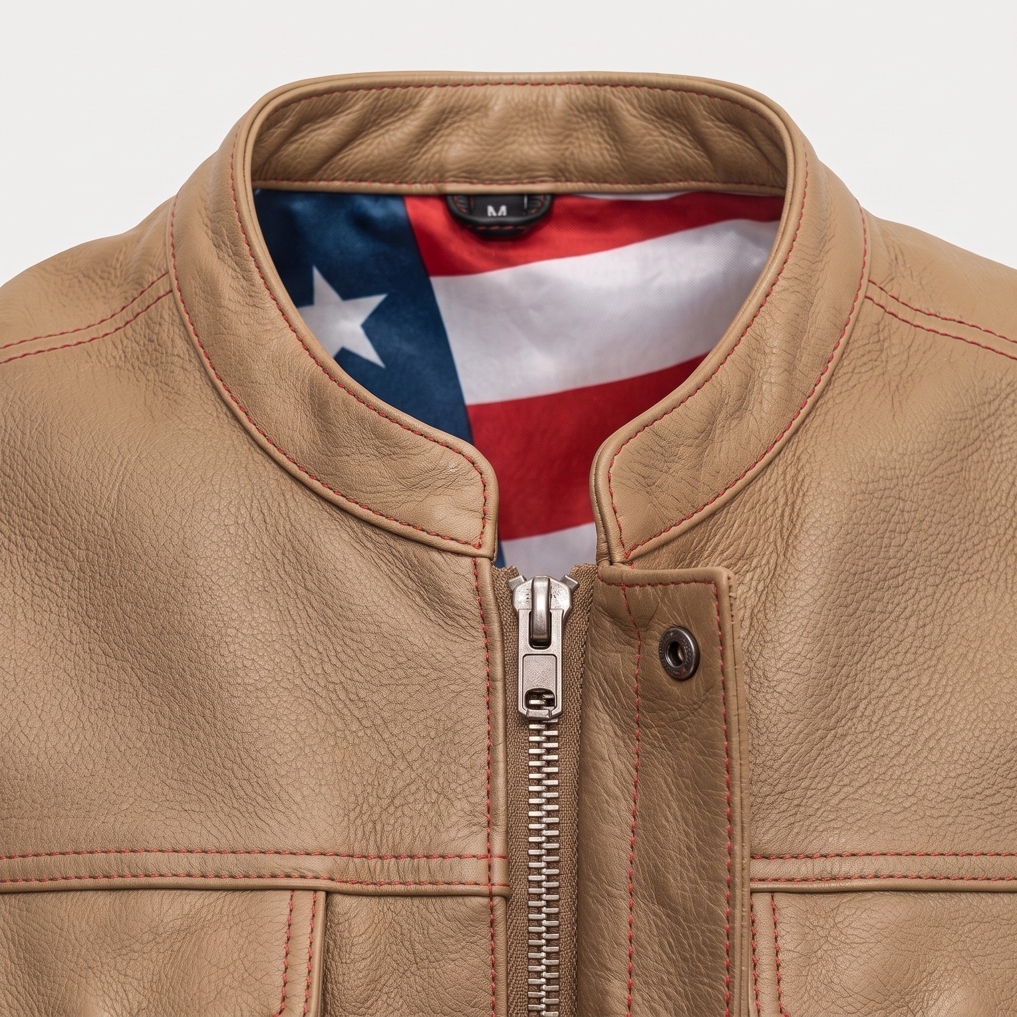 Men's Tan Leather Biker Vest — Isham