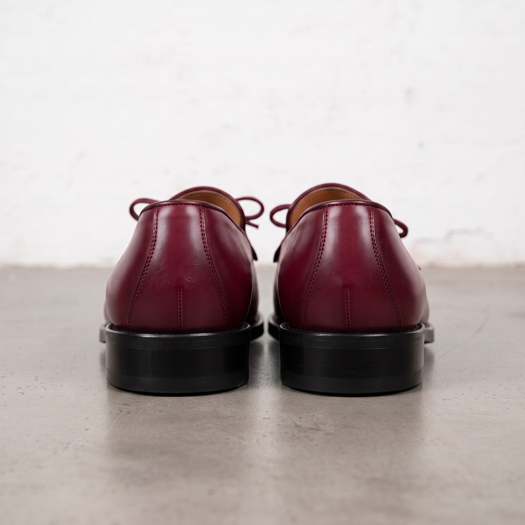 Men's Burgundy Fringe Apron-Toe Leather Loafers — Braydon