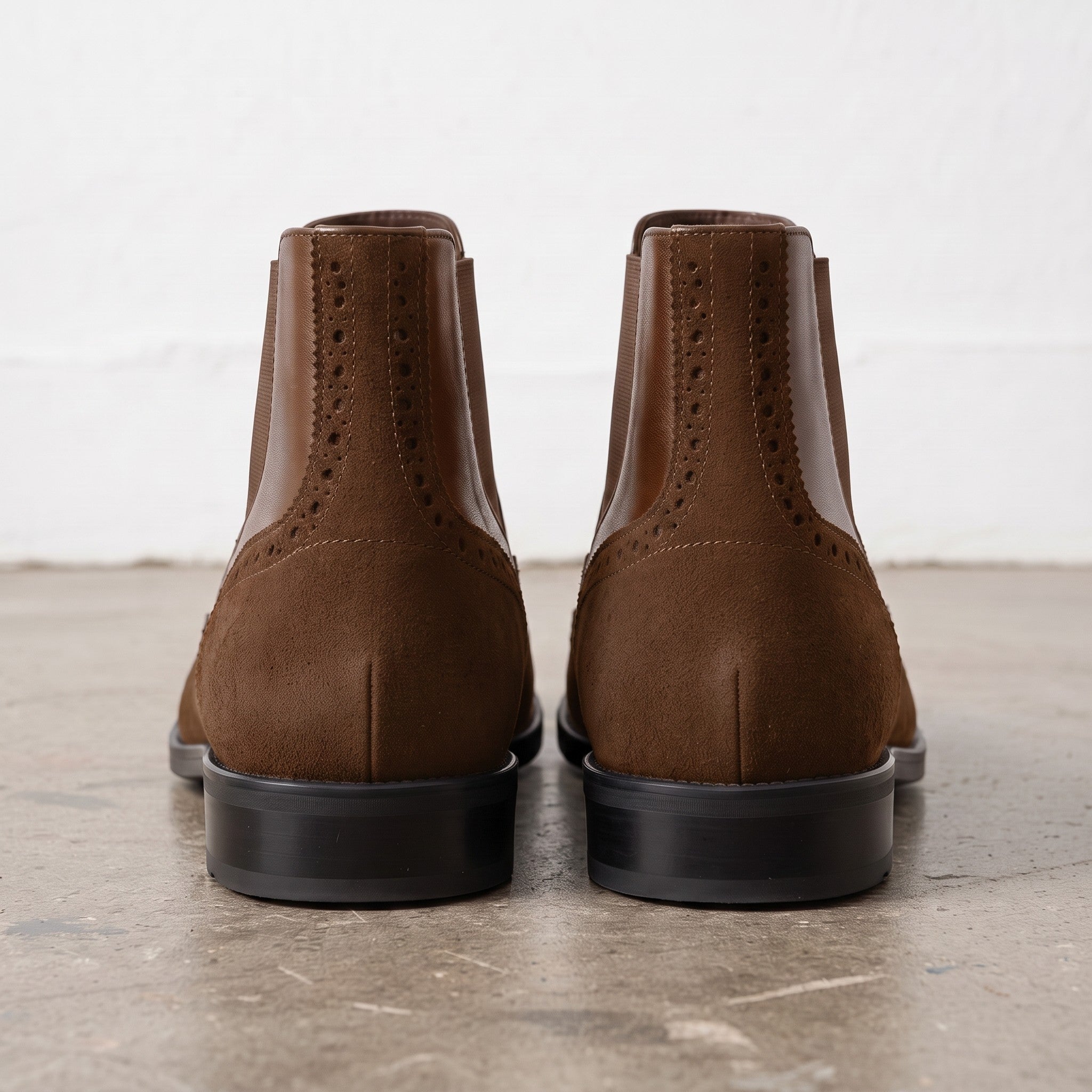 Men's Brown Wingtip Brogue Leather Chelsea Boots — Turner