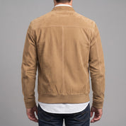 Men's Tan Suede Bomber Jacket — Collier