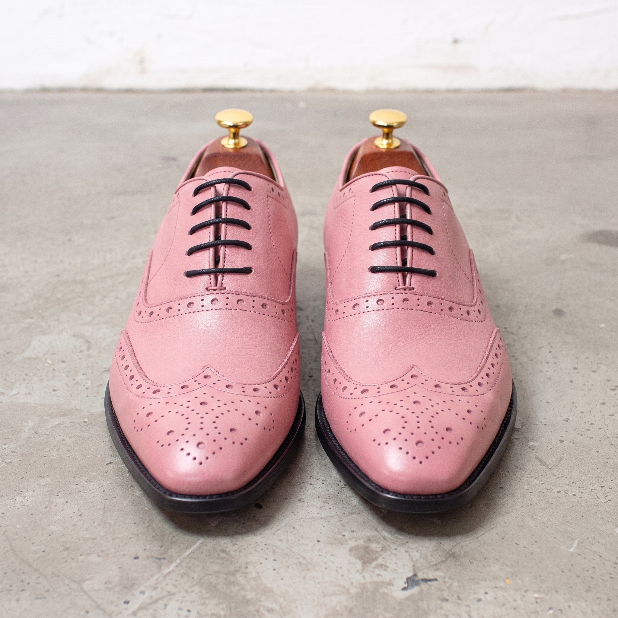 Men's Rose Pink Wingtip Leather Brogues — Cranmore