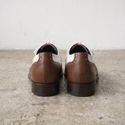 Men's Brown and White Two-Tone Wingtip Leather Oxfords — Gunnell