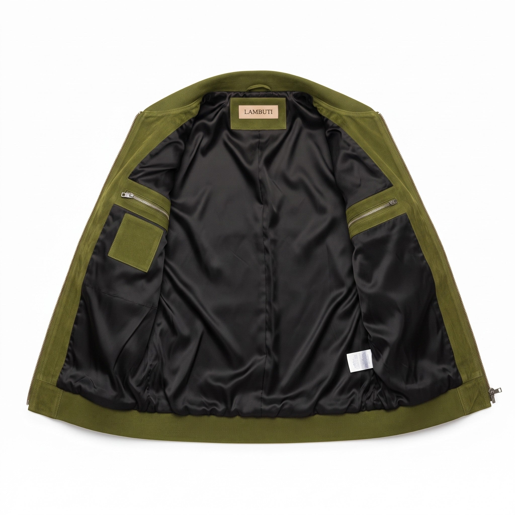 Men's Olive Green Suede Bomber Jacket — Collier