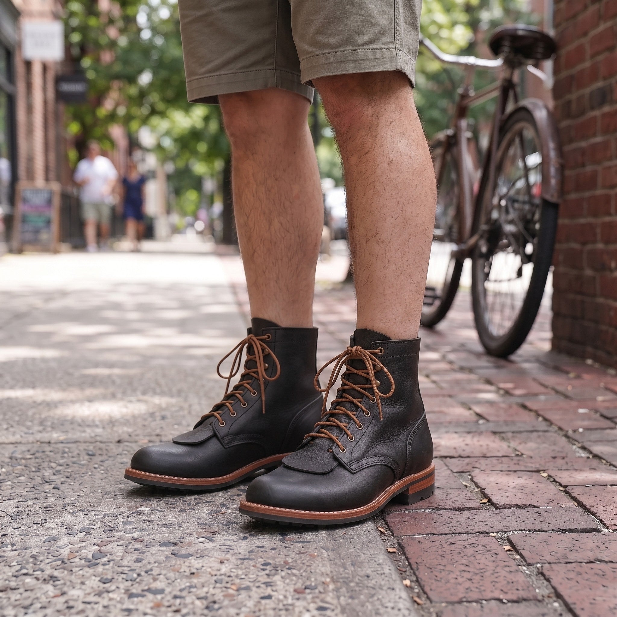 Black Pull-Up Leather Boot Kilties - False Tongues — Abbergate