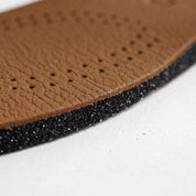 Brown Pebbled Leather and Black Active Carbon Filter Insoles — Abbins