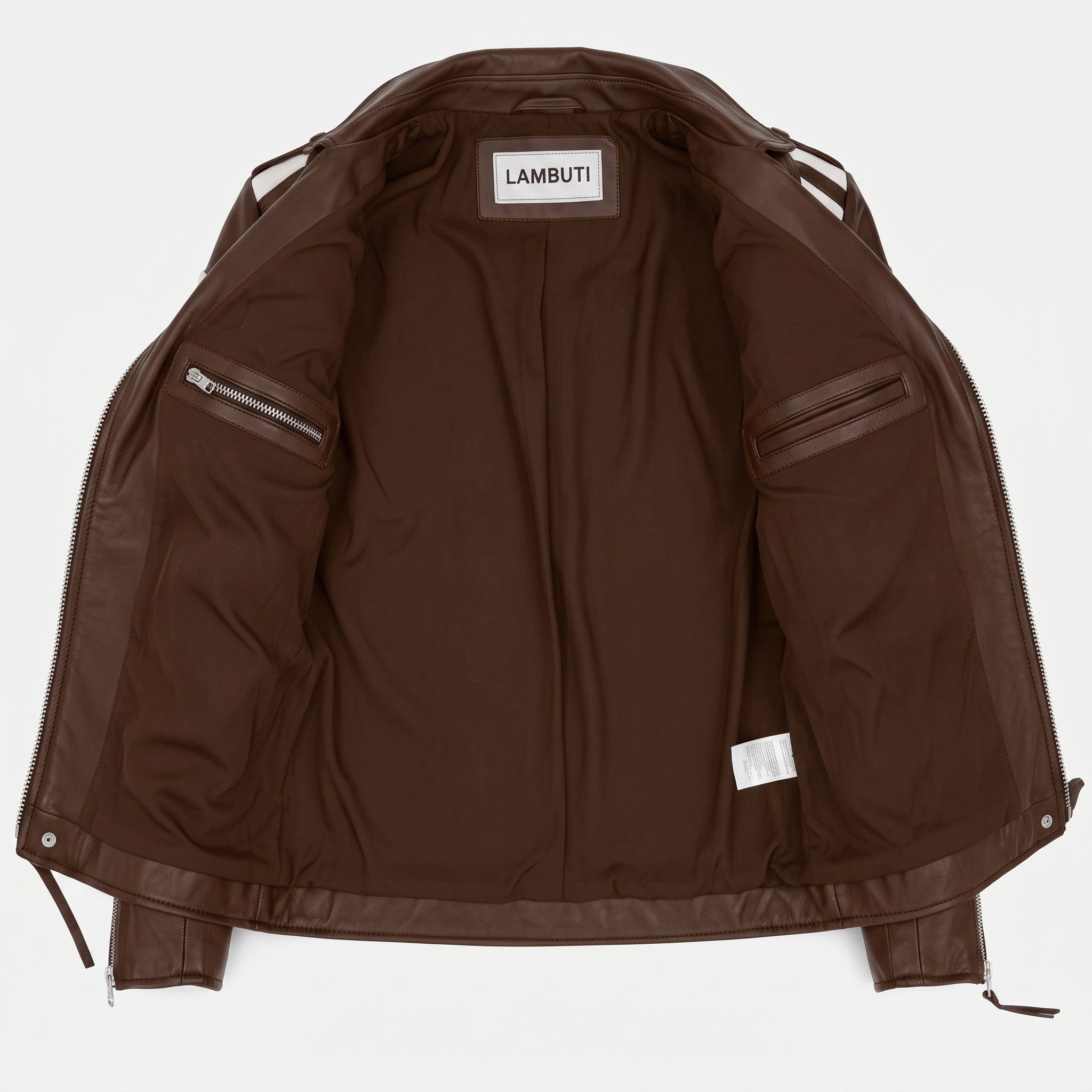 Men's Brown and White Leather Perfecto Biker Jacket — Blunt