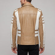Men's Tan and White Leather Perfecto Biker Jacket — Blunt