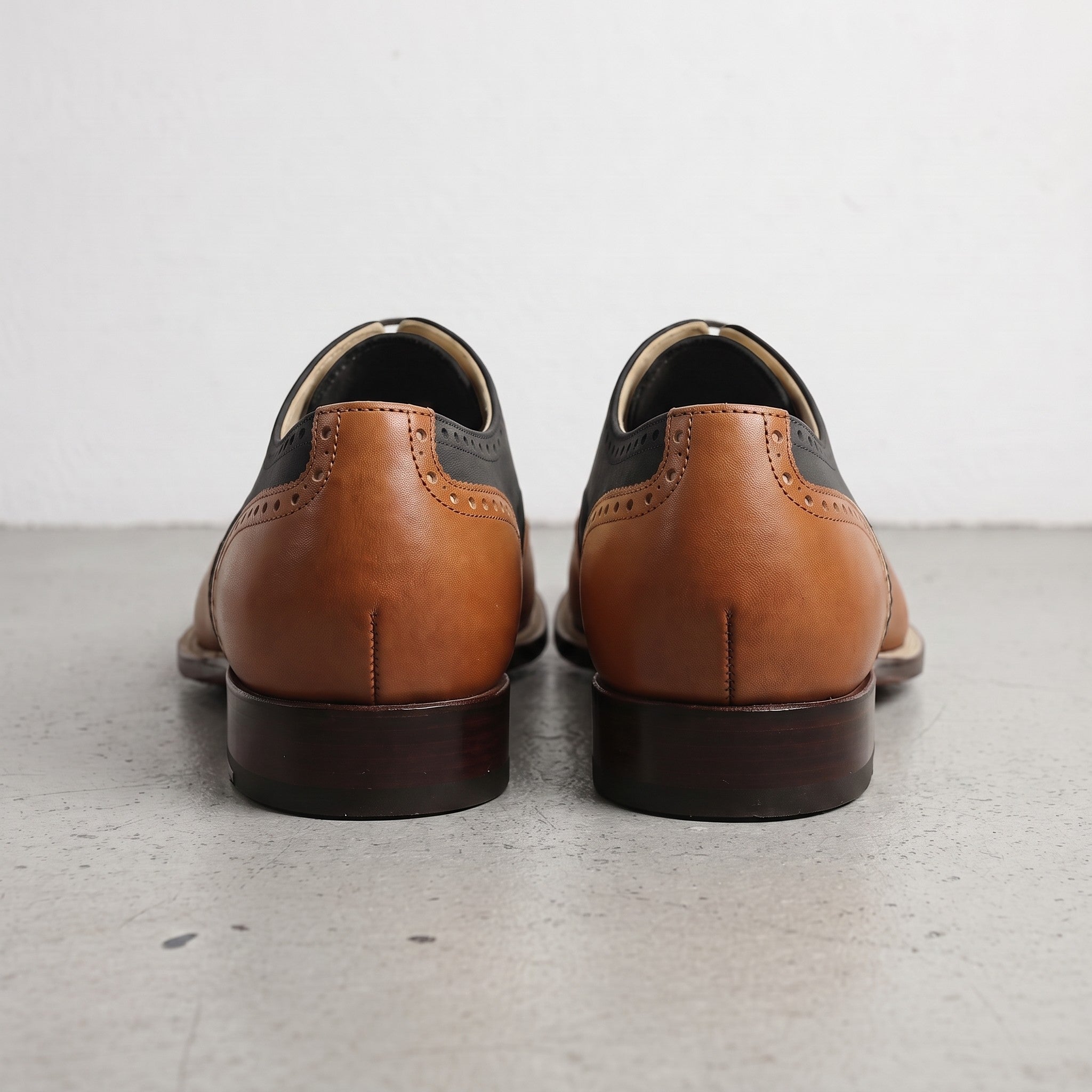 Men's Black and Brown Two-Tone Wingtip Leather Oxfords — Andover