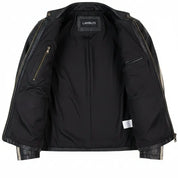 Men's Black and Cream Leather Biker Jacket — Blakemore