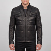 Men's Black Quilted Leather Cafe Racer Jacket — Arlesford