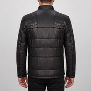 Men's Black Quilted Leather Cafe Racer Jacket — Arlesford