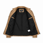 Men's Tan Quilted Leather Cafe Racer Jacket — Arlesford