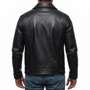 Men's Black Leather Field Jacket — Dalehurst