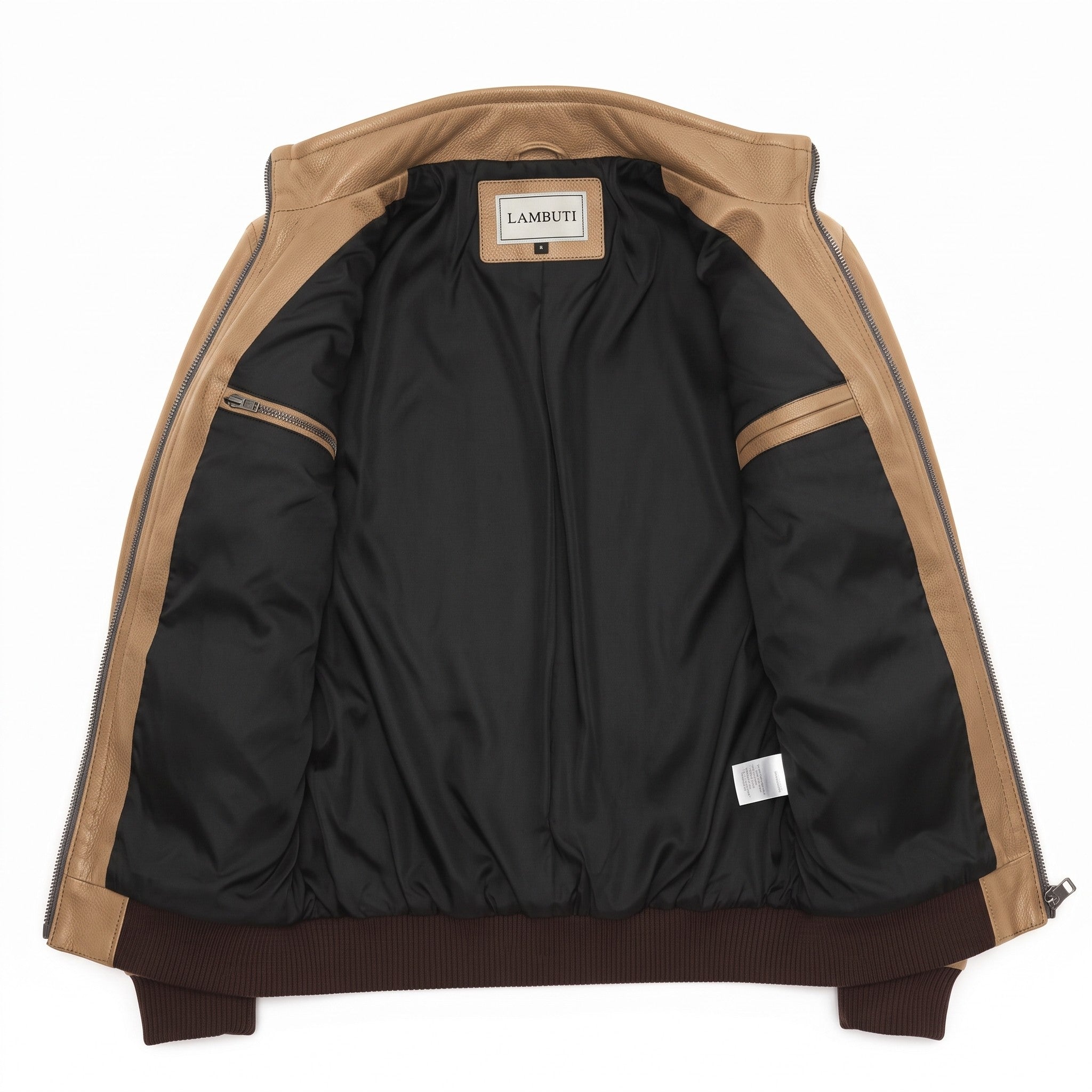 Men's Tan Pebbled Leather Bomber Jacket — Forres