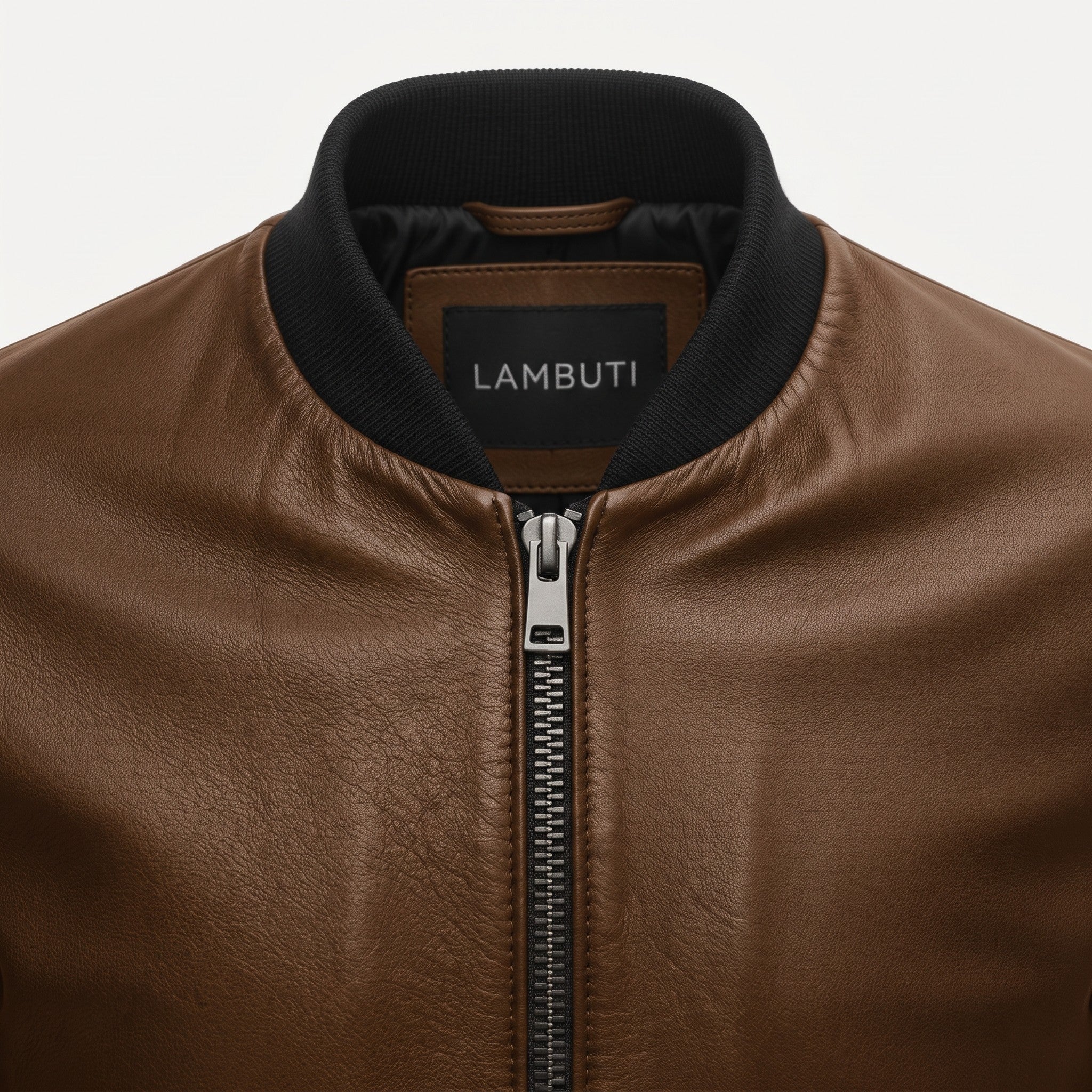 Men's Brown Leather Bomber Jacket — Hoby
