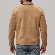 Men's Tan Suede Bomber Jacket — Fenfield
