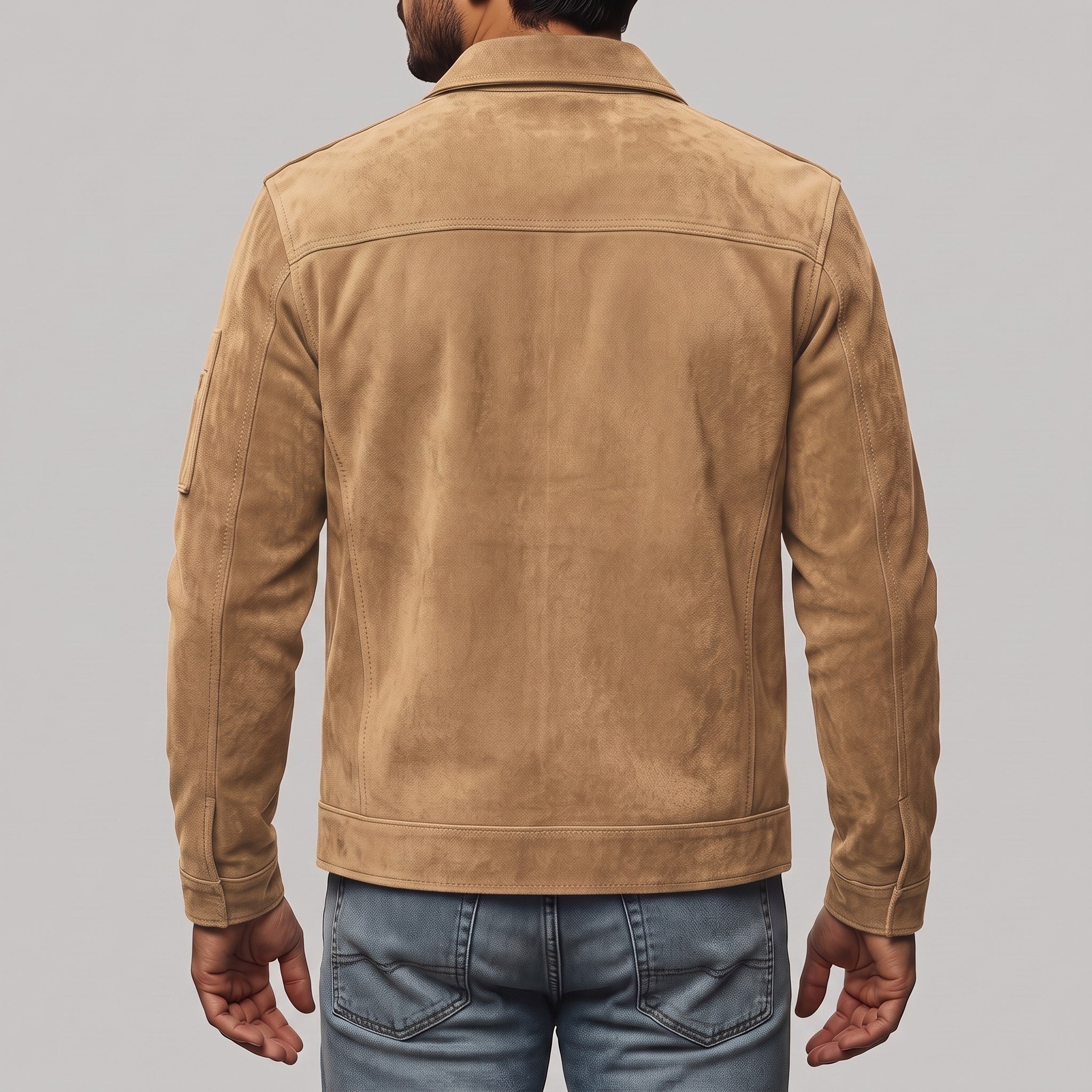 Men's Tan Suede Bomber Jacket — Fenfield
