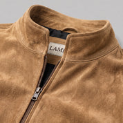 Men's Tan Suede Bomber Jacket — Fenfield