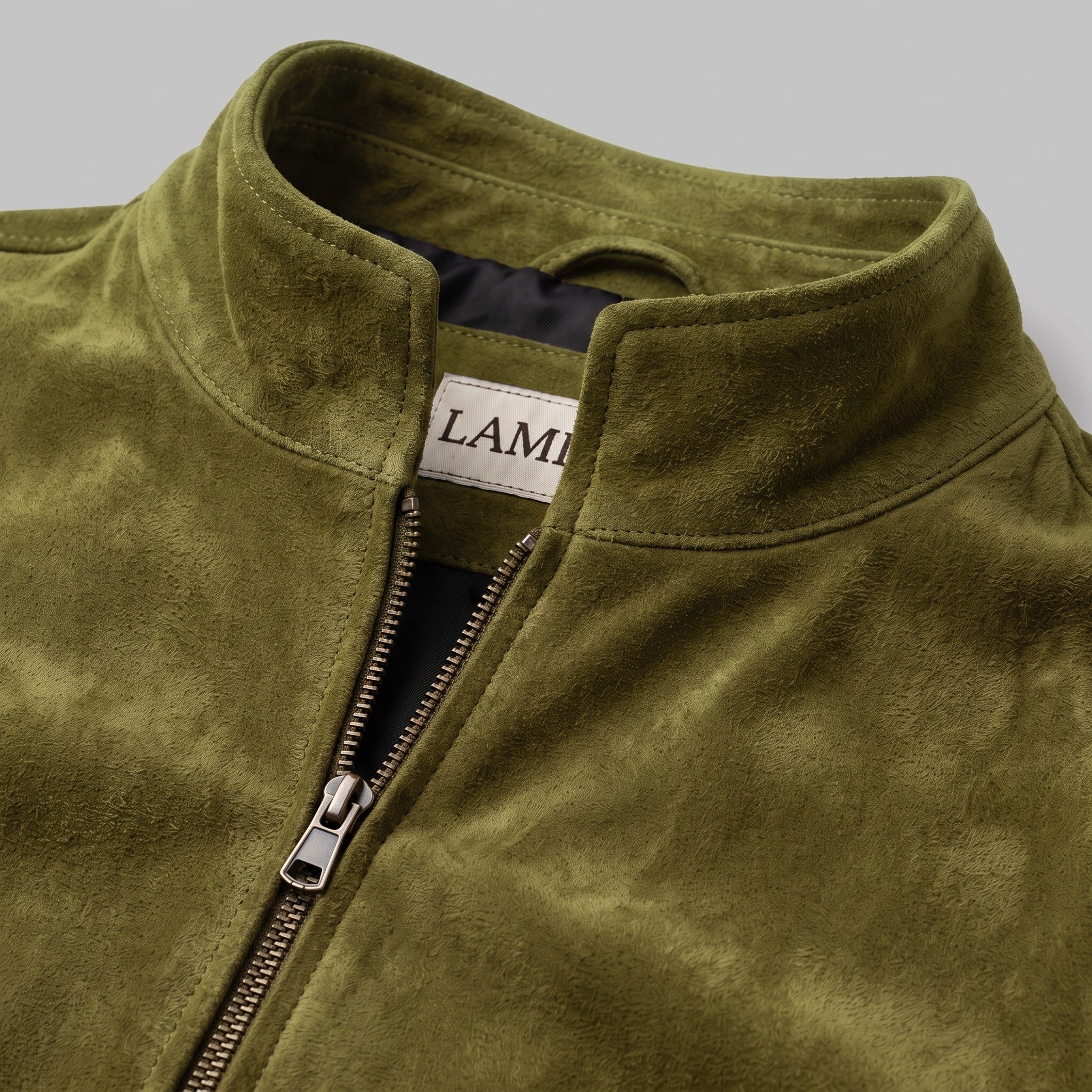 Men's Olive Green Suede Bomber Jacket — Fenfield
