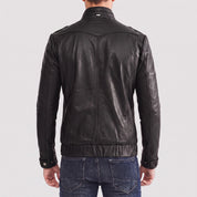 Men's Black Leather Cafe Racer Jacket — Highley