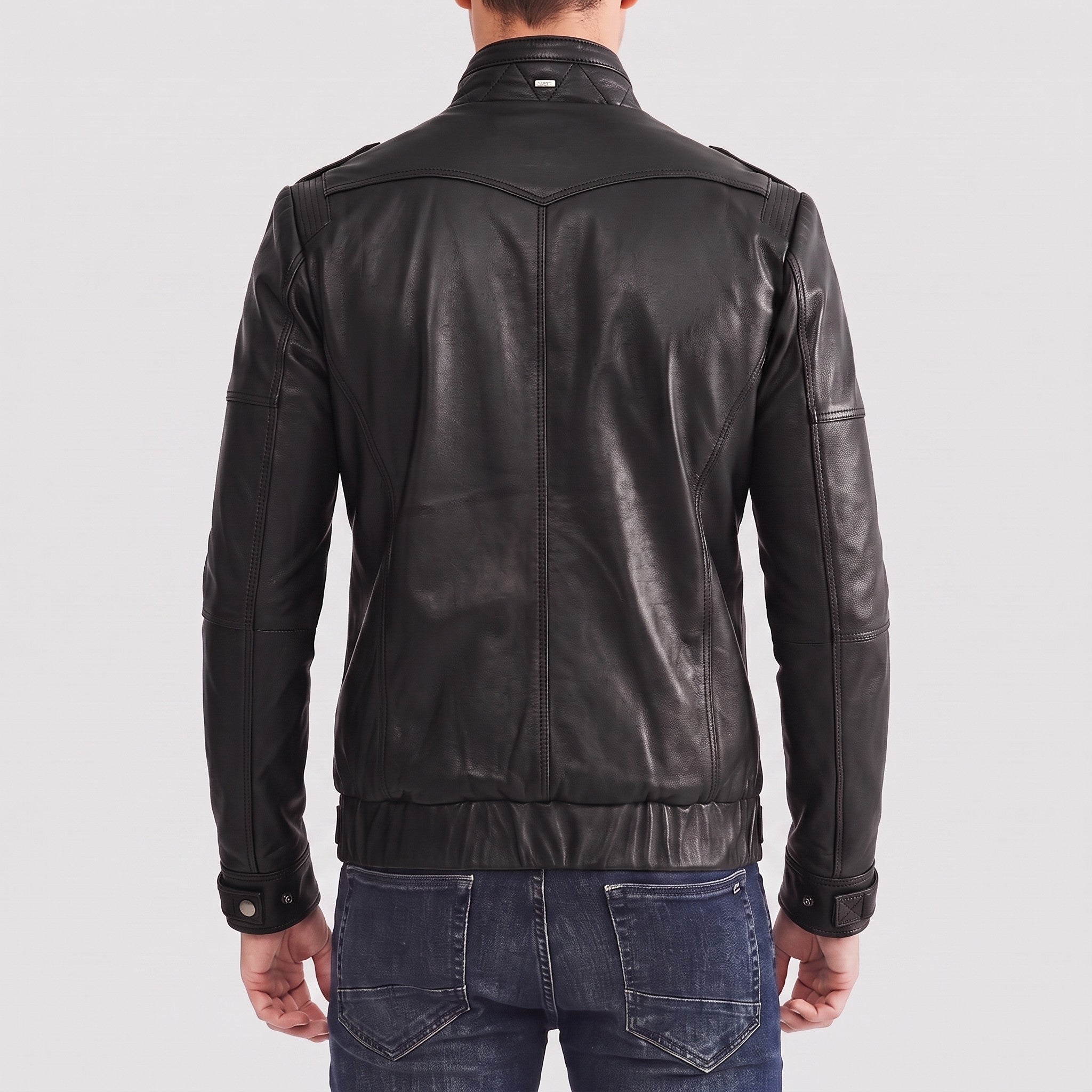 Men's Black Leather Cafe Racer Jacket — Highley