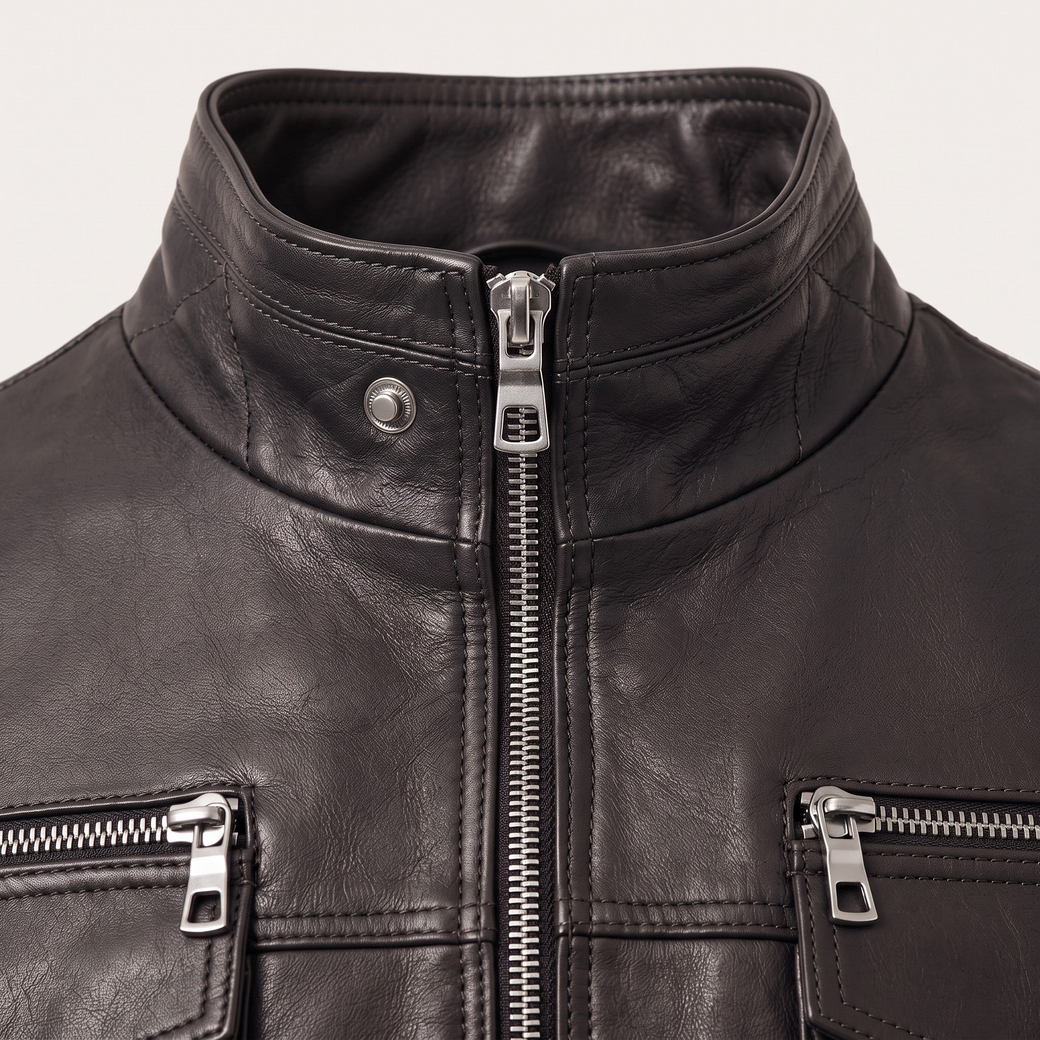 Men's Black Leather Cafe Racer Jacket — Highley